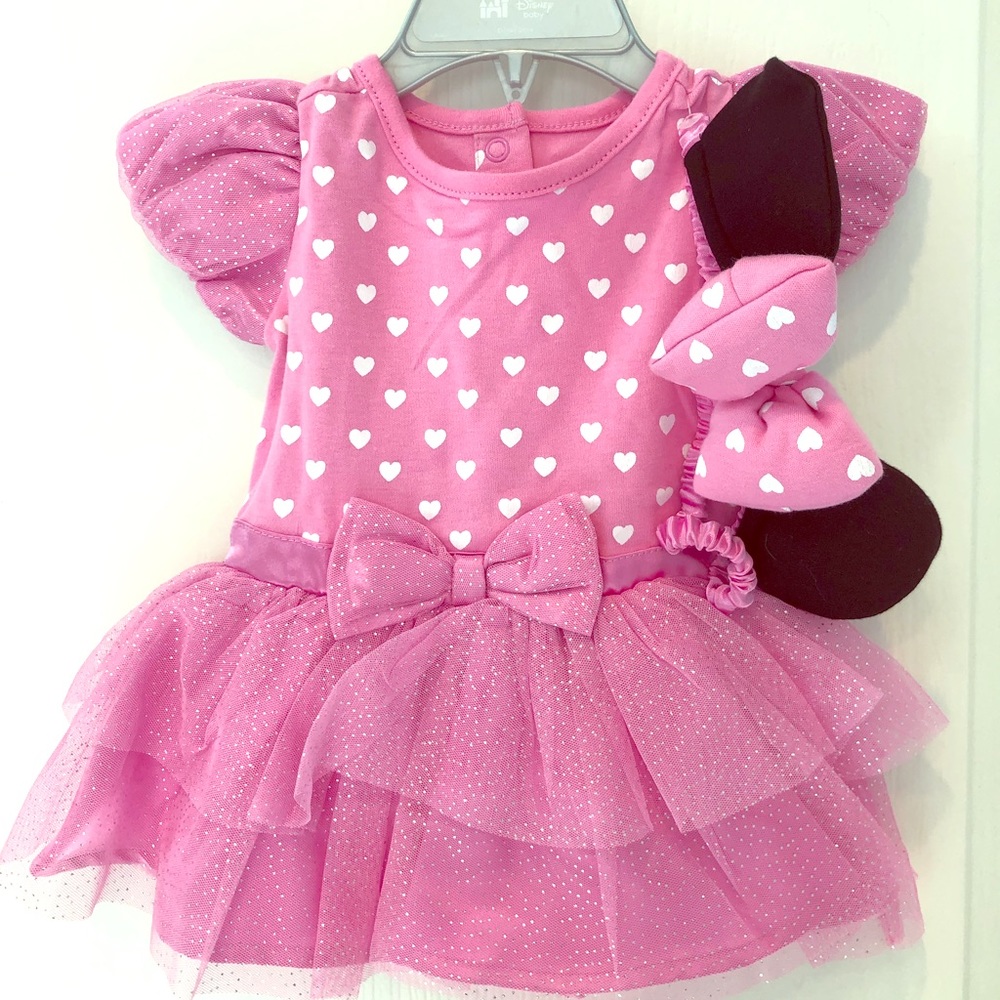 Disney Baby Onesie Dress w/Minnie Mouse Headband